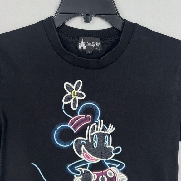 Disney Hong Kong Shirt Womens Small Black Glow in Dark Minnie Mouse Disneyland - Picture 3 of 14